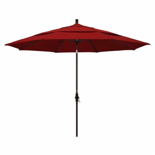 11' Patio Umbrella in Jockey Red - California Umbrella Perspective: front