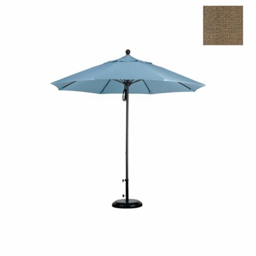 California Umbrella ALTO908117-F76 9 ft. Fiberglass Market Umbrella Pulley Open Bronze-Olefin Perspective: front