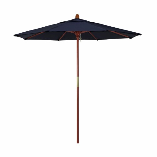California Umbrella MARE758-F09 7.5 ft. Wood Market Umbrella Pulley Open Marenti Wood-Olefin- Perspective: front