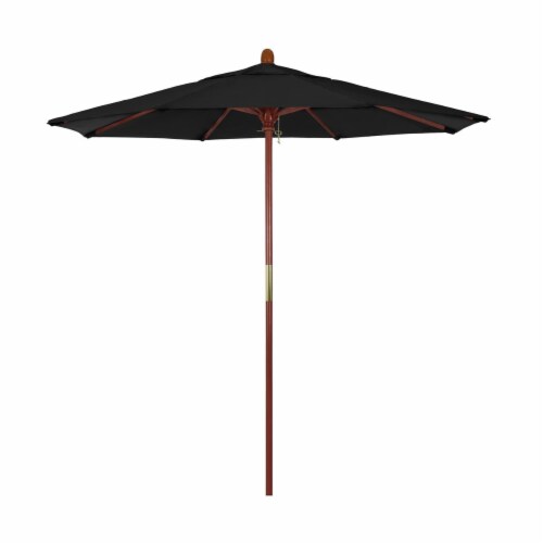 California Umbrella MARE758-SA08 7.5 ft. Wood Market Umbrella Pulley Open Marenti Wood-Pacifi Perspective: front