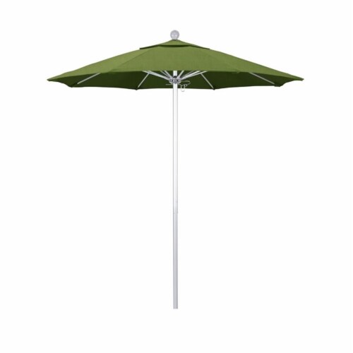 California Umbrella Venture 7.5' Silver Market Umbrella in Cilantro Perspective: front