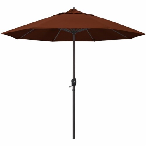 California Umbrella 9' Casa Olefin Tilt Crank Lift Patio Umbrella in Terracotta Perspective: front