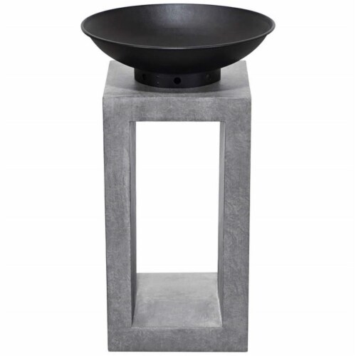 Astella FP204-CE Midas Fire Pedestal, Light Gray Cement Perspective: front
