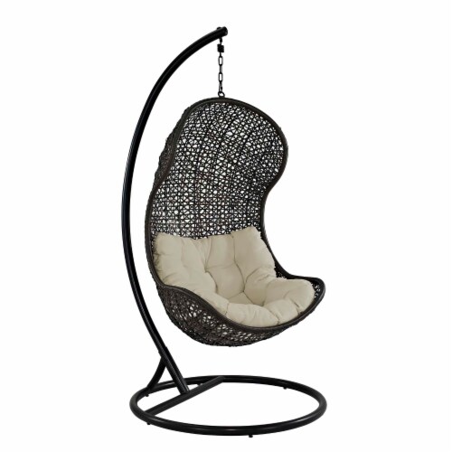 Parlay Swing Outdoor Patio Fabric Lounge Chair - Espresso Beige Perspective: front