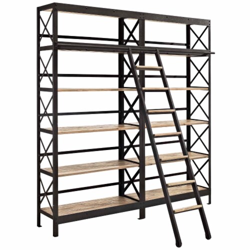Headway Wood Bookshelf - Brown Perspective: front