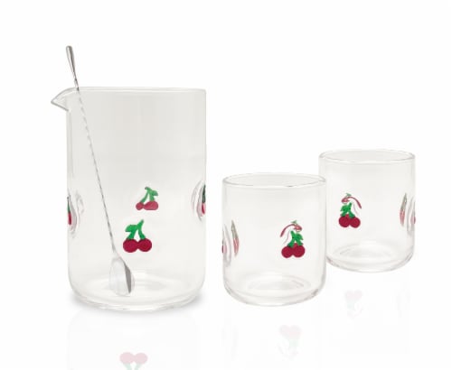 Silver One International Daisy Mixing Glass Coctail Set Perspective: front