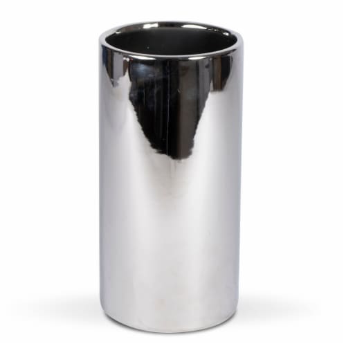 12 in H Silver Round Ceramic Vase Perspective: front