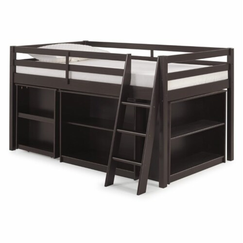 Roxy Wood Junior Loft Bed with Pullout Desk Shelving and Bookcase in