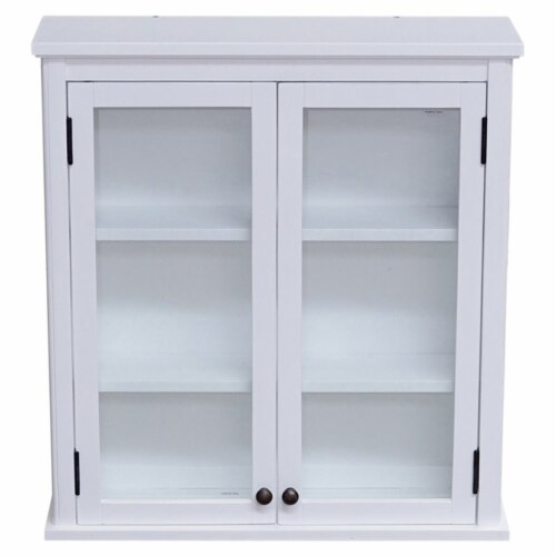 Dorset 27 W x 29 H Wall Mounted Bath Storage Cabinet with Glass Cabinet Doors Perspective: front