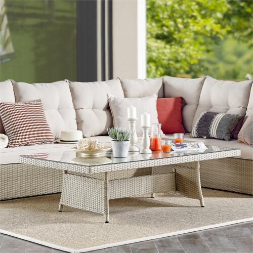 All weather wicker table best sale