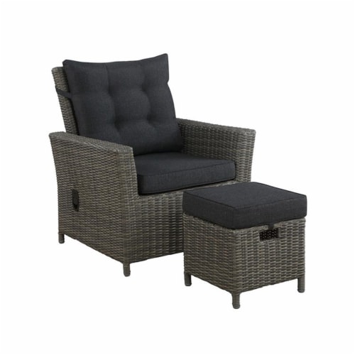Wicker chairs sales with ottoman underneath