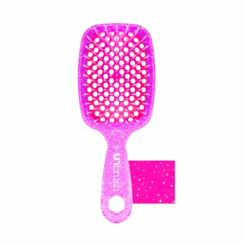 Unbrush Detangling Hair Brush Glitter - Rose Quartz Pink Perspective: front