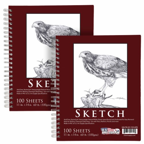 11  x 14  Left Hand Spiral 60lb Sketch Drawing Pad (Pack of 2) Perspective: front