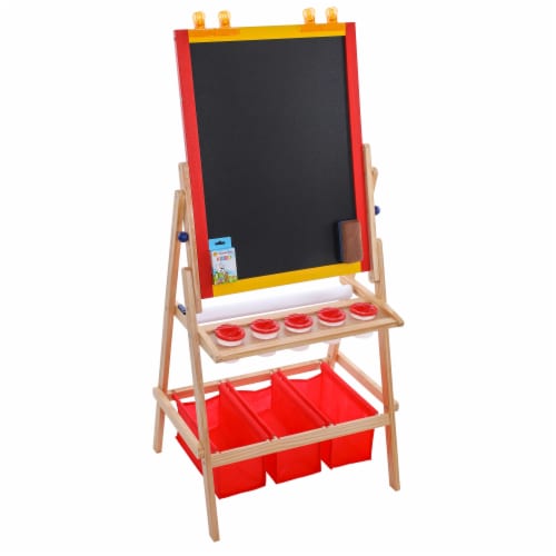 Flip-Over Children's Double-Sided Paint & Drawing Art Easel with Chalkboard, Dry Erase Board Perspective: front