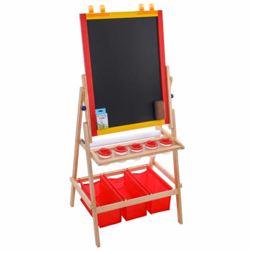 Children's Double-Sided Art Activity Easel, Chalkboard, Dry Erase Board,  Paper, Cups, Bins, Easel - Kroger