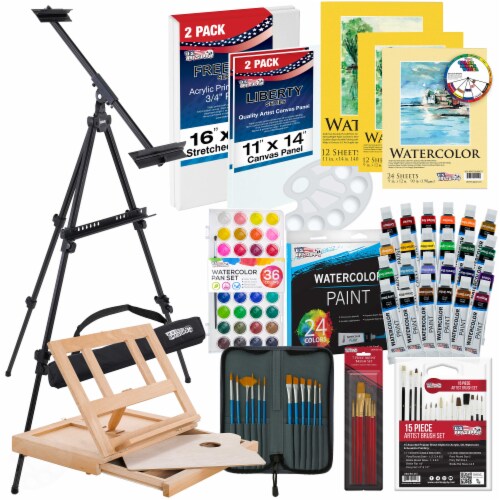 70-Piece Watercolor Paint Set with Aluminum Easel, Wood Easel, Watercolor  Paint, Paper Pads, 70 Piece Watercolor Set - Foods Co.