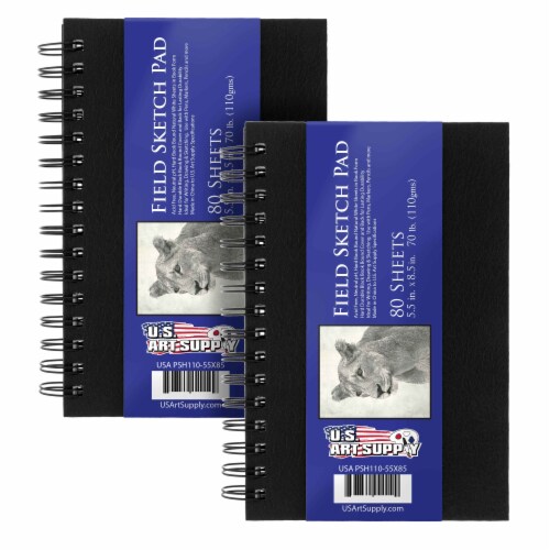 5.5  x 8.5  Premium Hardbound Field Sketch Pad, 70 Pound (110gsm), Book of 80-Sheets (2 Pads) Perspective: front