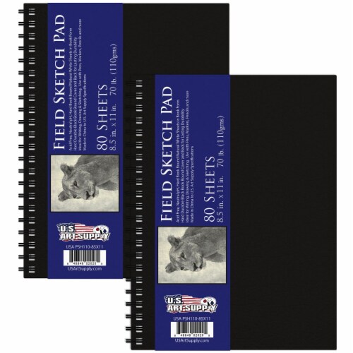 8.5  x 11  Hardbound FIeld Sketch Pad, 70 Pound (110gsm), Book of 80-Sheets (2 Sketchbooks) Perspective: front