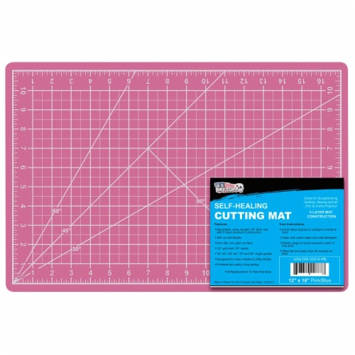 12  x 18  Pink/Blue Self Healing 5-Ply Double Sided Durable Non-Slip PVC Cutting Mat Perspective: front