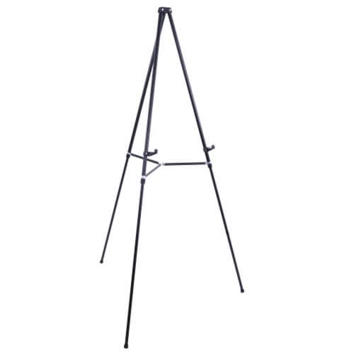 66  Showroom Black Aluminum Display Easel and Presentation Stand - Large Adjustable Height Perspective: front