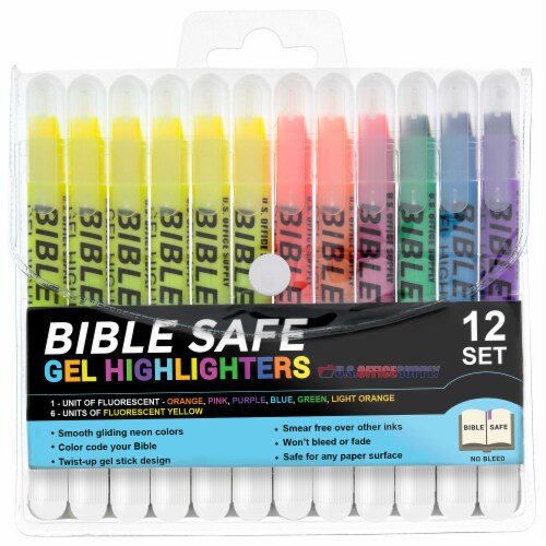 Bible Safe Gel Highlighters, Pack of 12 - 6 Bright Neon Yellow