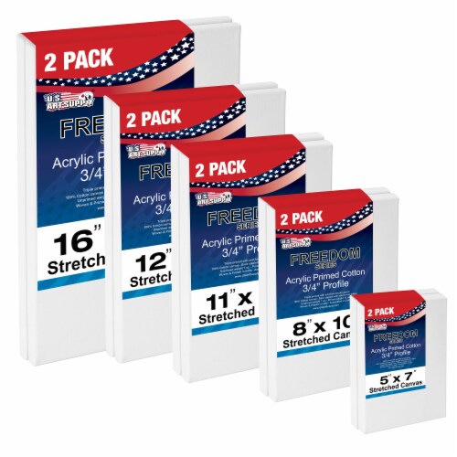 10 Assorted Medium Stretched Artist Paint Canvases (10 Pack), 10 Medium  Canvas Set - Dillons Food Stores