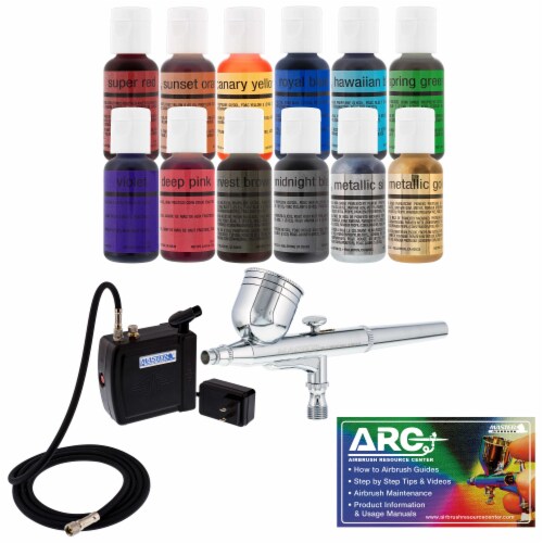 12 Color Cake Decorating Airbrushing System Kit - G22 Gravity Feed Airbrush,  Air Compressor, Bundle - Ralphs