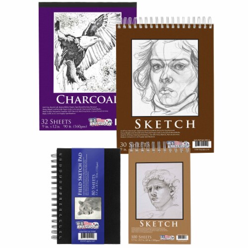 Sketching and Drawing Paper Pad Set - 5.5 x 8.5 & 9 x 12 Sketch, Draw,  Charcoal, Drawing Paper Set - Kroger