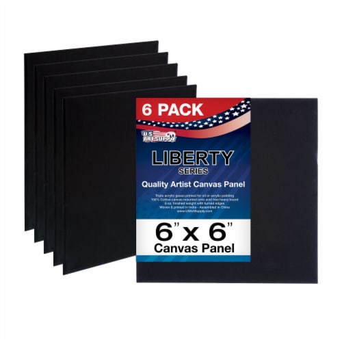 6 X 6 Black Acid Free Canvas Panels 6-Pack (1 Full Case of 6