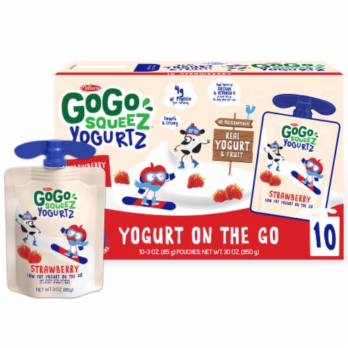 GoGo SqueeZ™ Yogurtz Strawberry Yogurt Pouches Perspective: front
