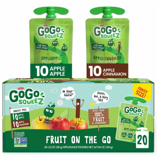 GoGo SqueeZ Apple Apple & Apple Cinnamon Variety Pack Perspective: front