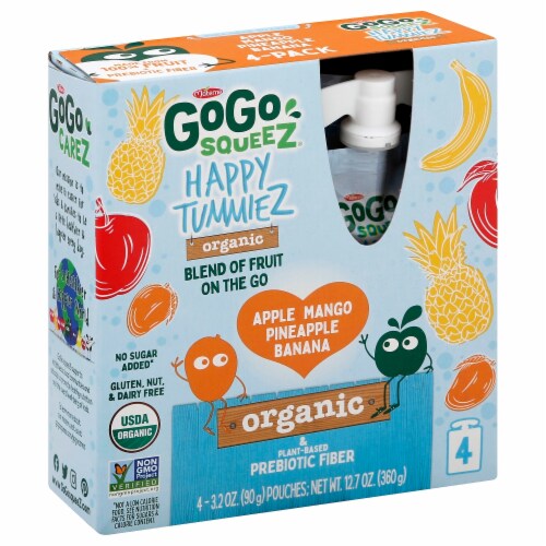 GoGo Squeez Happy Tummiez Organic Fruit Blend Pouches Perspective: front
