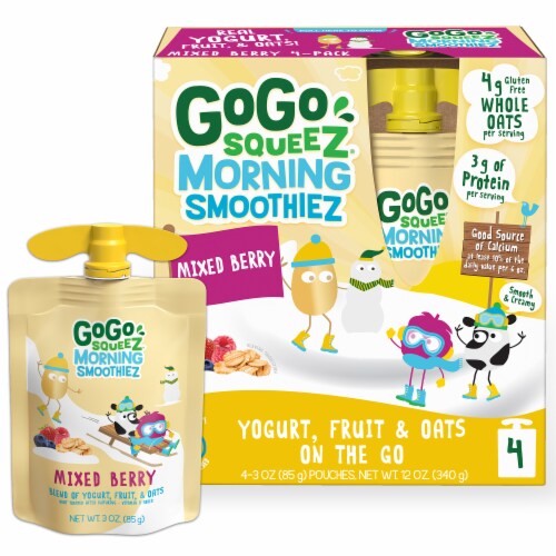 GoGo Squeez Morning Smoothiez Gluten-Free Berry Snack Pouch Perspective: front