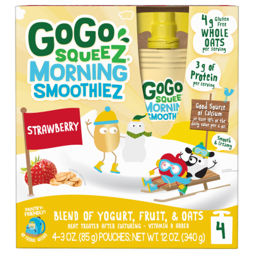 GoGo Squeez Morning Smoothiez Strawberry Yogurt Pouch Perspective: front