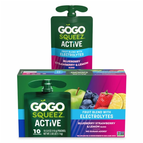 GoGo squeeZ Active Fruit Blend with Electrolytes, Blueberry Strawberry Lemon Perspective: front