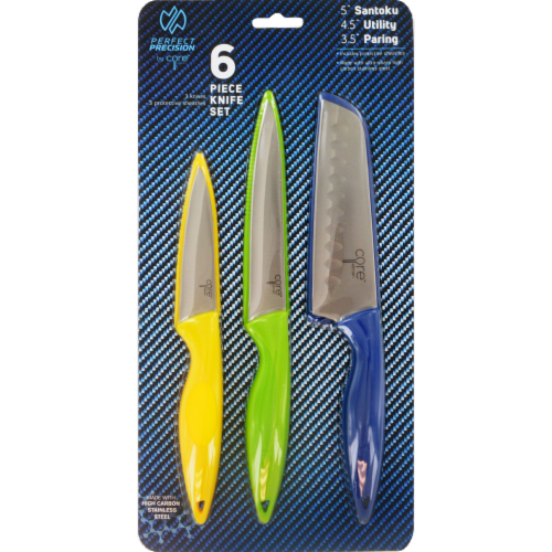 CORE Kitchen Perfect Precision 3pc. Prep Knife Set w/ Blade Guard - NEW