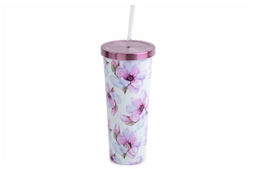 Manna Chilly Tumbler - Purple Flowers Perspective: front