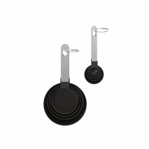 Core Kitchen Stainless Steel Black & Silver Measuring Spoon & Cup Set Perspective: front