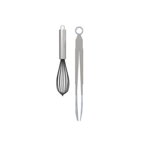 Core Home 6012642 Silver Silicone & Stainless Steel Whisk Tong Set Perspective: front