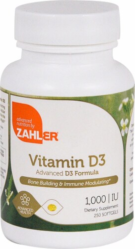 Zahler Vitamin D3 Softgels 1000IU Perspective: front