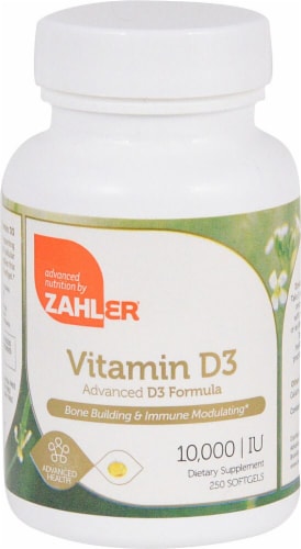 Zahler Vitamin D3 Softgels 10000IU Perspective: front