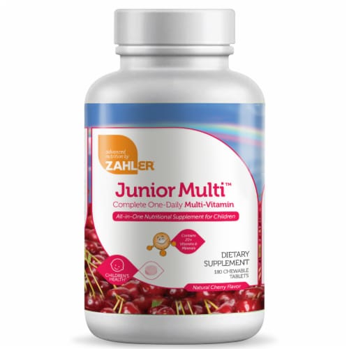 Zahler Junior Multi Natural Cherry Flavor Multi-Vitamin Chewable Tablets Perspective: front