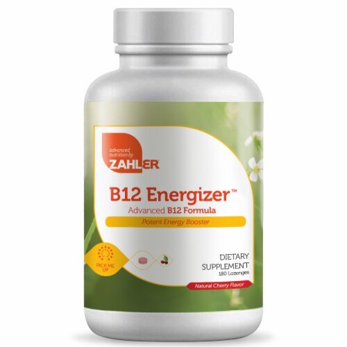 Zahler B12 Energizer Natural Cherry Flavor Dietary Supplement Lozenges Perspective: front