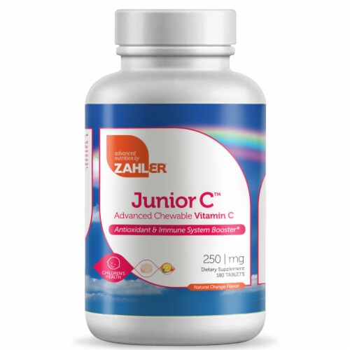Zahler Junior C™ 250 mg Advanced Chewable Vitamin C Natural Orange Flavor Tablets Perspective: front