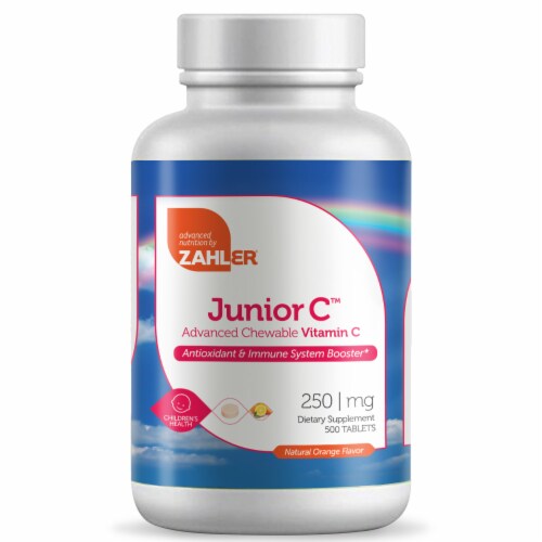 Zahler Junior C Advanced Chewable Vitamin C Natural Orange Flavor Tablets 250mg Perspective: front