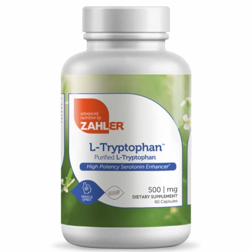 Zahler L-Tryptophan Dietary Supplement Capsules 500mg Perspective: front