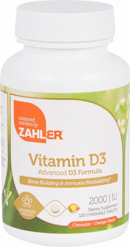 Zahler Orange Flavored D3 Tablets 2000IU Perspective: front