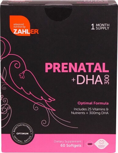 Zahler Prenatal + DHA 300 Softgels Perspective: front