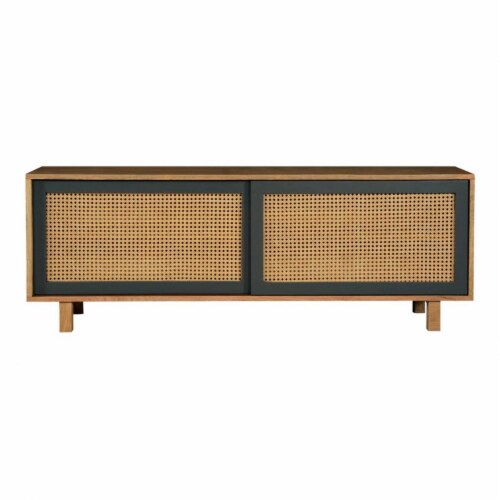 Moe's Home Collection Ashton 55  Wood Media Console/TV Stand in Natural/Black Perspective: front