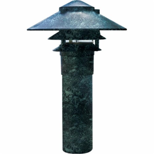Dabmar Lighting LV104-VG Cast Aluminum Three Tier Pagoda Light with 3 In. Base- Verde Green Perspective: front